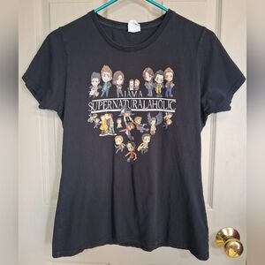 Supernaturalaholic Super Natural Womens 100% Cotton Black T-Shirt - Size Medium